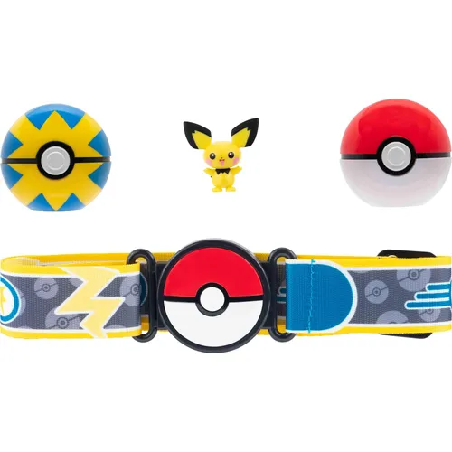 Pokémon Clip N Go Gürtelset - Inklusive 5,1 cm Pichu Figur, Pok-Ball und Quick Ball Zubehör für angehende Pokémon Trainer