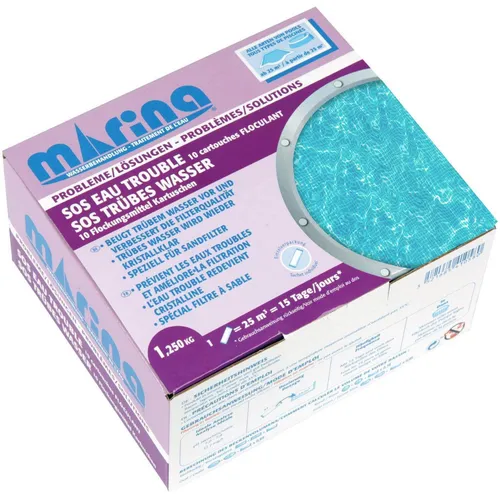 Bestgoodies Marina SOS Trübes Wasser - 10 Flockungsmittel Kartuschen - Wasserpflegeprodukt zur Schockbehandlung von trübem Wasser in Pools bis 25m³, schnell löslich und effektiv gegen milchige Wasserprobleme