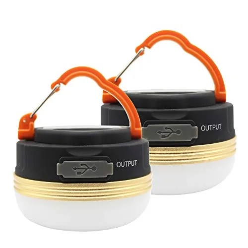 Mostop Campinglampe 2 Pack Camping Licht Laterne LED USB Wiederaufladbare Lampe Wasserdicht 3 Modi Power Bank Zeltleuchten für Outdoor Camping Wandern Notfall