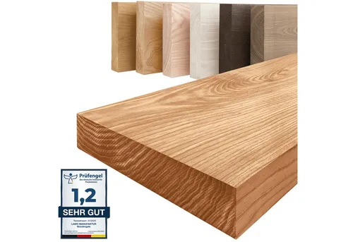 LAMO Manufaktur Wandregal Pure: ohne Montage Set 40 cm, Komplett-Set, 40mm stake Massivholzplatte