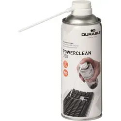 Durable Druckluftspray Powerclean 350 - Peripherie, nicht brennbar und ideal für die sichere Reinigung von Elektronik und Fotokameras mit präzisem Sprühröhrchen.