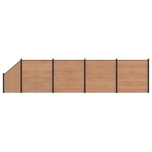 vidaXL Zaunelement 5er Set WPC und Aluminium Braun - Praktisches Zaunpaneel-Set für deinen Garten, bietet Sichtschutz und Stil. Langlebige Materialien sorgen für Stabilität und einfache Montage mit flexiblen Installationsmöglichkeiten.