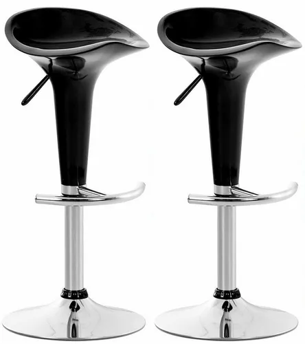 CLP Barhocker Saddle 2er Set mit drehbarem Kunsttoffsitz - Hochwertige Barhocker mit ergonomischer Sitzfläche und stufenlos höhenverstellbarem Metallgestell in Chrom-Optik. Ideal für gemütliche Abende und leicht zu reinigen.