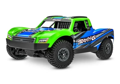 Traxxas Mini Slash BL-2S Brushless grün TRX108164-1-GRN - 1/16 Short Course RC Auto mit BL-2S Brushless-Motor, 4WD-Antrieb und über 50 km/h Geschwindigkeit. Ideal für Action und Abenteuer, wasserfest und robust mit auffälliger pinkfarbener Karosserie.