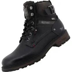 Mustang Herren Schnürstiefel Schwarz Gr. 42 - Modischer Herren TEX-Stiefel aus Kunstleder mit warmer Innenausstattung. Die atmungsaktive Membrane schützt vor Nässe und Kälte, ideal für kalte Tage.