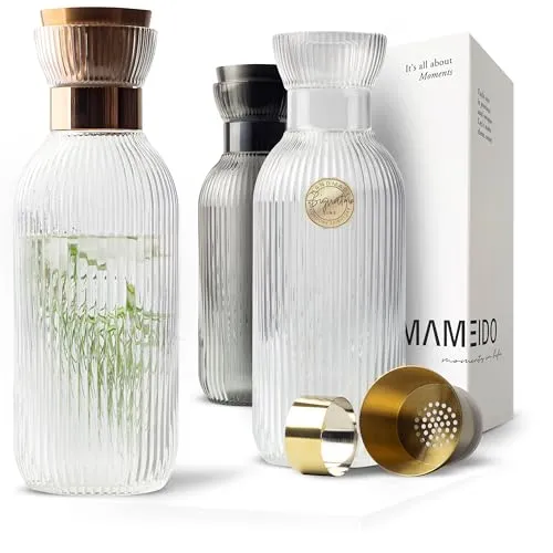 MAMEIDO Wasserkaraffe aus Kristallglas, 1 l & 1,5 l in braun von MAMEIDO