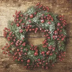 Home Fashion, Berry Wreath, Lunch-Servietten aufgefaltetes Maß 33 cm x 33 cm, im Viertelfalz, 20 Stück pro Pack