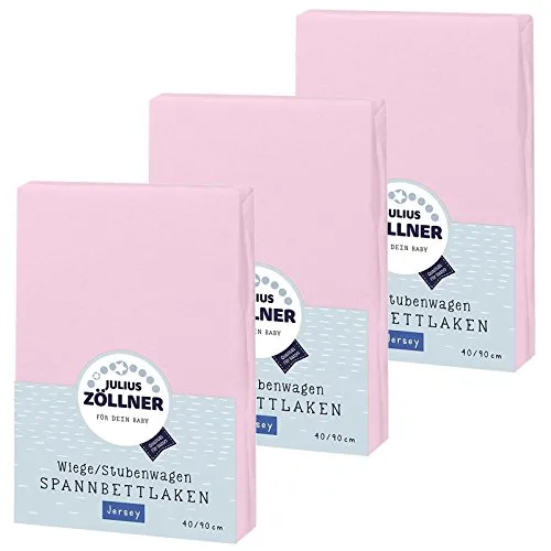 Julius Zöllner Spannbetttuch Jersey 90x40 Rosa 3er Pack
