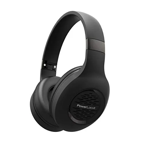 PowerLocus Bluetooth Kopfhörer Over Ear, Kabellose Kopfhörer Faltbarer mit Mikrofon, Hi-Fi-Stereo tiefer Bass,weicher Ohrenschützer kabelloses & kabelgebundenes Headset für Handy,Tablet,PC (Schwarz)