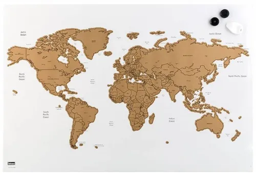 Magnettafel mit Weltkarte / Memoboard / Größe: 60 x 40cm