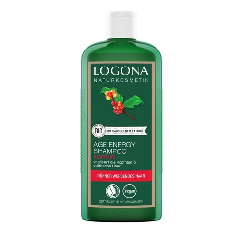 LOGONA Haarshampoo Coffein - Age Energy Shampoo 250ml 18er Pack - Das LOGONA Age Energy Shampoo für energieloses Haar bietet eine natürliche Pflege mit Bio-Coffein und Bio-Granatapfel. Es stärkt das Haar und reinigt sanft für ein vitales Haargefühl.