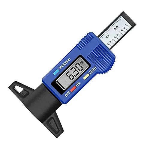 RUIZHI Reifen Profiltiefenmesser Reifenprofilmesser Auto Profilmesser Digital Tiefenmesser LCD Display 0–25.4 mm Motorrad Messchieber für PKW, Vans, LKW (Blau)