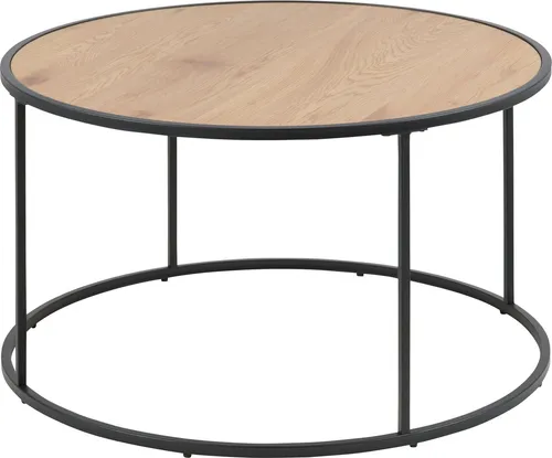 ACTONA GROUP Couchtisch rund, 80 cm in Naturoptik mit schmalem Metallfuß - Stylischer Couchtisch in matt Wildeiche, ideal für moderne Wohnzimmer. Mit einem stabilen Metallgestell und einfacher Selbstmontage.