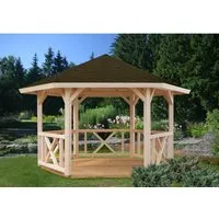 Palmako Holzpavillon Betty – Sechseckiger Gartenpavillon - Eleganter Pavillon aus massivem Fichtenholz, lackiert in Weiß, ideal für entspannte Stunden im Garten. Mit einer großzügigen Grundfläche von 9,9 m² und 5 Jahren Herstellergarantie.