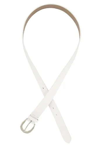 Ulla Popken Damen große Größen Übergrößen Plus Size Ledergürtel, echtes Leder, Länge bis 155 cm schneeweiß 135 801998200-135