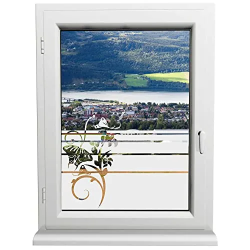 INDIGOS UG - Glasdekorfolie - Schmetterling - Sonnenschutz H50Line - Sichtschutzfolie - Fensterfolie - für die Küche, Bad ans Fenster, Sichtschutz - selbstklebend - matt - für Bad