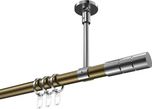Produktbild Interdeco Gardinenstange / Vorhangstange Messing Antik / Chrom, Typ Sonette Elanto (Rillenzylinder) Deckenmontage, 20 mm Ø 1-läufig, 540 cm