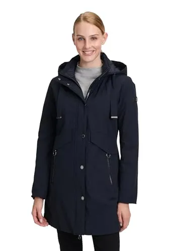 BETTY BARCLAY Damen Outdoorjacke mit abnehmbarer Kapuze - Sportliche Funktionsjacke in Dunkelblau, wasserabweisend und ideal für den Athleisure-Look. Mit abnehmbarer Kapuze und leicht taillierter Passform für optimalen Komfort.