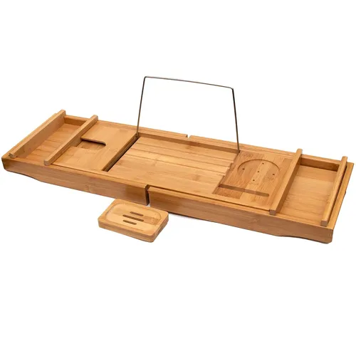 Verstellbare Badewannenablage aus nachhaltigem Bambus