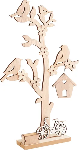 VBS Holzsteckmotiv Baum Vogelhaus 5x19x32 cm Bastelset Deko Holzbaum DIY