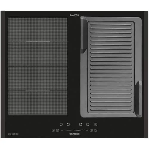 Oranier Induktionskochfeld 60 cm FLI560 - Flächen-Induktion-Kochfeld autark Brückenfunktion & Grillplatte gerillt & schwarze Seitenleisten