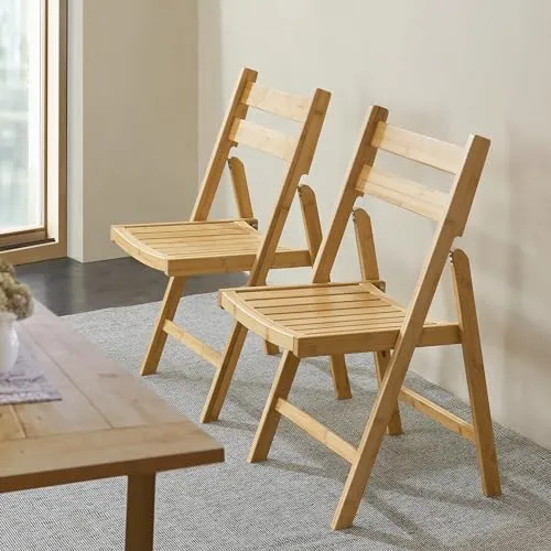 Klappstuhl 'Gran' aus Bambus im 2er Set - Platzsparendes Design - Esszimmerstühle im 2er Set, aus umweltfreundlichem Bambus, ideal für gemütliche Abendessen und platzsparend zusammenklappbar.