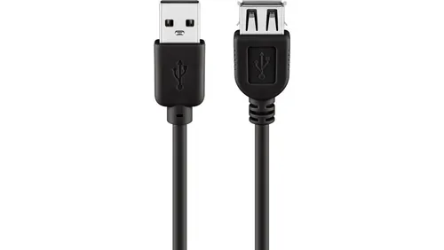Wentronic USB 2.0 Verlängerung - A-Stecker auf A-Buchse, 3m schwarz, ideal für flexible Anschlussmöglichkeiten von USB-Geräten