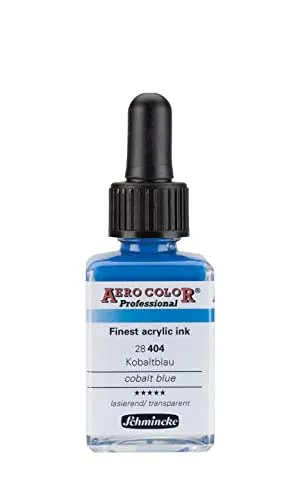 Schmincke - AERO COLOR® Professional, Kobaltblau, 28 ml, 28 404 023, feinst-flüssige, farbstarke Acrylfarbe für Acrylmalerei, Airbrush, Mixed Media