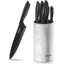D.Perlla 7-TLG Messerblock Set Edelstahl Schwarz