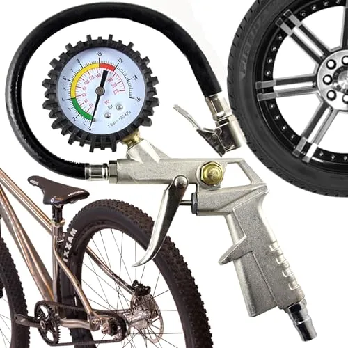 Retoo Reifenfüller Reifendruckmesser 220PSI Druckluft Luftdruckprüfer Reifendruckprüfer für Autos Motorräder Fahrräder Multifunktion Reifenfüll-Messgerät Manometer-Messbereich 0-12 Bar