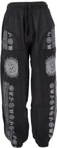 Guru-Shop Relaxhose Yogahose - Jogginghose aus 100% Baumwolle im Goa Style, ideal für Yoga und Meditation mit elastischem Bund und zwei praktischen Taschen.