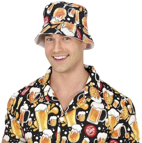 FIESTAS GUIRCA | Bier Fischerhut für Partys (Einheitsgröße) - Lustiges Accessoire für Junggesellenabschiede und St. Patrick's Day - Ideal für Bierpartys - Unisex für Erwachsene - Gelb Schwarz