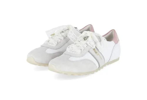 Paul Green 5508-029 Damen Sneaker Low - Trendige Retro-Optik in Weiss-Kombi - Robuster Material-Mix aus Leder und Textil, hautfreundliche Lederdecksohle, sehr flexible Sohle mit Grip für optimalen Komfort und Stil.