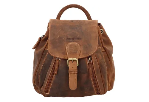 Greenburry Vintage City Rucksack Leder 25 cm - Braun - Hochwertiger Rucksack aus echtem Leder, stylisches Design und ideal für den täglichen Gebrauch oder Ausflüge