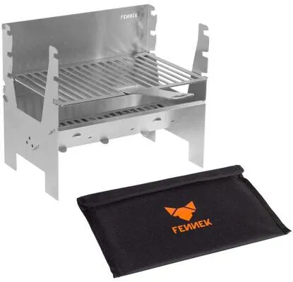 FENNEK Grill light - Mobiler Edelstahl-Grill für Outdoor-Aktivitäten - Grills | Hochwertiger, portabler Holzkohle-Grill aus Edelstahl, ideal für Camping und Garten mit einfacher Handhabung und kompakt für unterwegs.