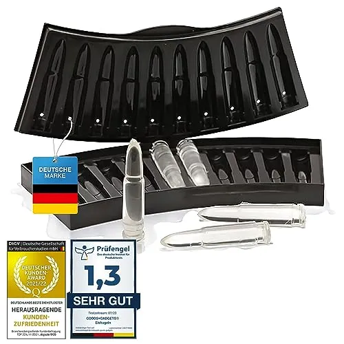 Eiswürfelform Ice Cube Tray; Eiswürfelschale Eis-Würfel-Maker; Eiskalte Getränke mit Eye-Catcher Eiswürfel für Whisky, Cocktails, Saft uvm. (AK47 Patronen)