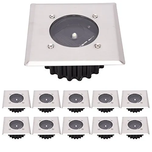TOSHIN 10er Set Solarleuchten LED Solar Bodenleuchte Gartenlampe IP65 Solarlampen Bodeneinbauspot für Außen Garten Terrasse (Eckig, Kaltweiss)