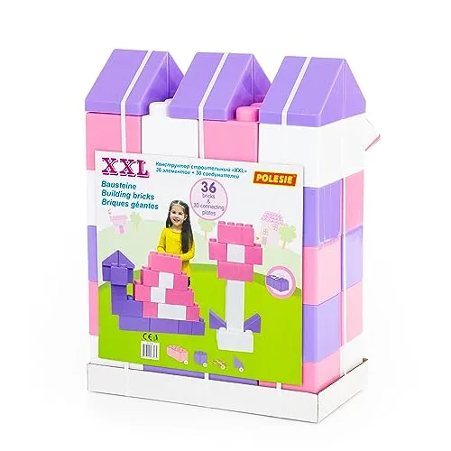 Polesie Wader XXL Bausteine Set, 36-teilig, Bauset mit 30 Verbindungen I Geeignet ab 1 Jahr I Förderung von Kreativität & Motorik I Hochwertiger, sicherer Kunststoff I Pastellfarben