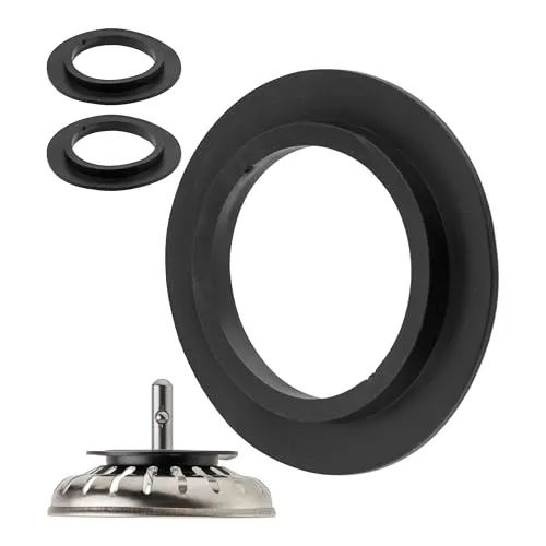 Ersatz Dichtungen für Siebkörbchen, 2 Stück, in Schwarz, aus Gummi, Spüle Siebkorb Dichtring mit Ø 52,5 mm außen, Ø 32,8 mm innen, 5 mm Dicke, Zubehör für Küchenspüle, Siebkorbdichtung Set Spülbecken