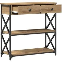 vidaXL Industrieller Beistelltisch Artisan Eiche - Beistelltisch mit 2 Schubladen für optimalen Stauraum, stilvolles Design aus Artisan-Eiche und Metall, ideal für Wohnzimmer und Home Decor.