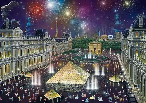 Schmidt Spiele Puzzle 59648 Alexander Chen, Feuerwerk am Louvre, 1.000 Teile Puzzle, bunt