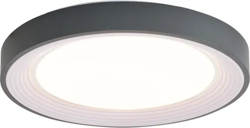 QAZQA Kanton - Moderne Deckenleuchte Grau mit Dimmbarer LED RGB - Die elegante Kanton Deckenleuchte in Grau und Weiß mit 48 cm Durchmesser sorgt für stilvolle Akzente in jedem Raum. Mit dimmbarer LED-Beleuchtung passt sie sich perfekt deiner Stimmung an und ist ideal für Wohnzimmer und Schlafzimmer.