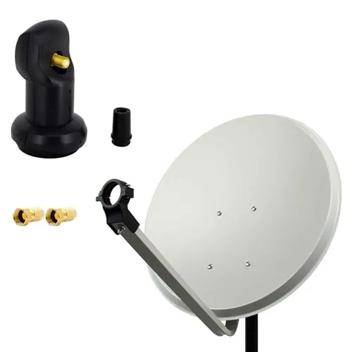 PremiumX Satelliten-Komplettanlage 80cm - SAT-Antenne mit hochwertiger Aluminium-Schüssel für optimalen Empfang. Ideal für 1 Teilnehmer, einfache Installation und hohe Signalqualität selbst bei schlechtem Wetter.