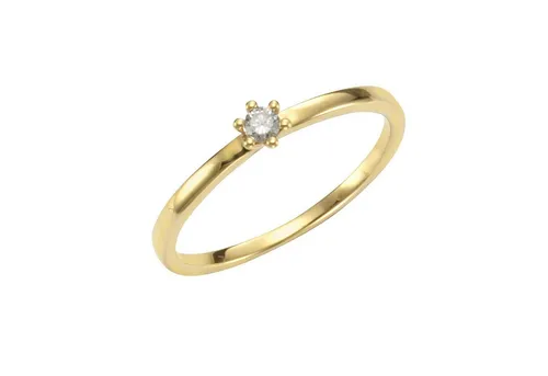 Orolino Ring Gold 750 mit Brillant 0,07ct. - Exklusiver Damenring aus 750 Gelbgold, verziert mit einem funkelnden Brillant von 0,07ct – ein zeitloses Schmuckstück für besondere Anlässe.