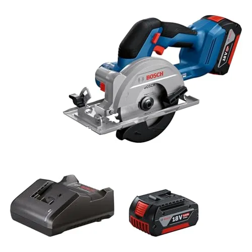 Bosch Professional 18V Akku-Kreissäge GKS 18V-51 - Sägen: Bürstenloser Motor für effizientes Arbeiten, inklusive 2x 18V Akku und Ladegerät. 16 % mehr Schnittkapazität und integriertes LED-Licht für präzise Ergebnisse.