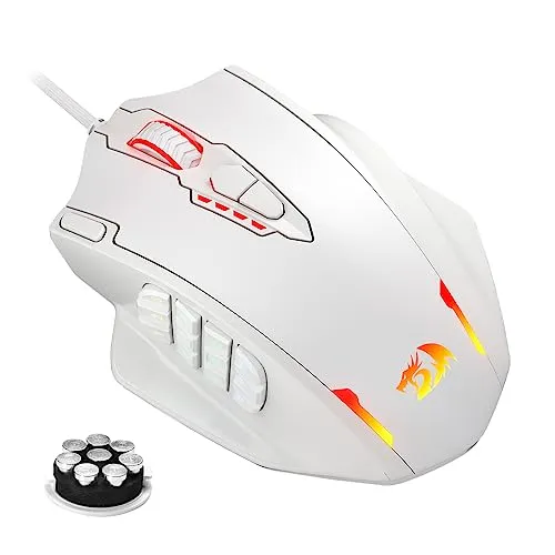 Redragon M908 RGB Gaming Maus - LED-USB-Gaming-Maus mit 18 programmierbaren Tasten und 12400 DPI für präzises Gaming – ideal für Gamer, die individuelle Anpassungen schätzen.