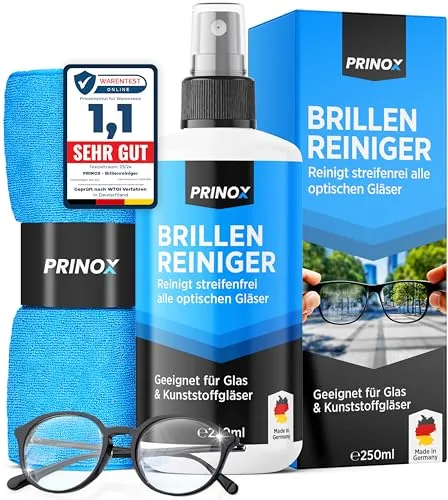 PRINOX Brillenreiniger Set 250ml mit Mikrofaser Tuch