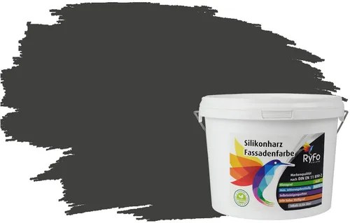 RyFo Colors Fassadenfarbe Silikonharz Fassadenfarbe Anthrazitgrau 3l, 1 L ca. 6 m², Wasserabweisend, diffusionsfähig, schützt vor Schmutz, Algen, Pilzen