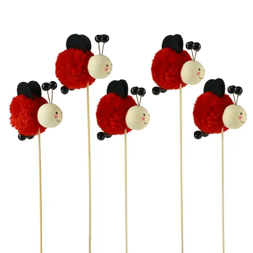 Pflanzenstecker Marienkäfer Holzdeko Blumenstecker 27,5cm 9er Set Gartendeko, 9