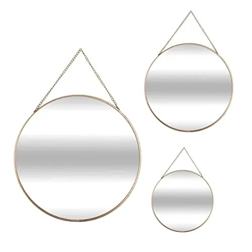 Atmosphera Set aus 3 runden Spiegeln - goldfarben - Dekorative Wandspiegel, elegantes Goldfinish, ideal zur Verschönerung jedes Raumes und zur optischen Vergrößerung von Räumen.
